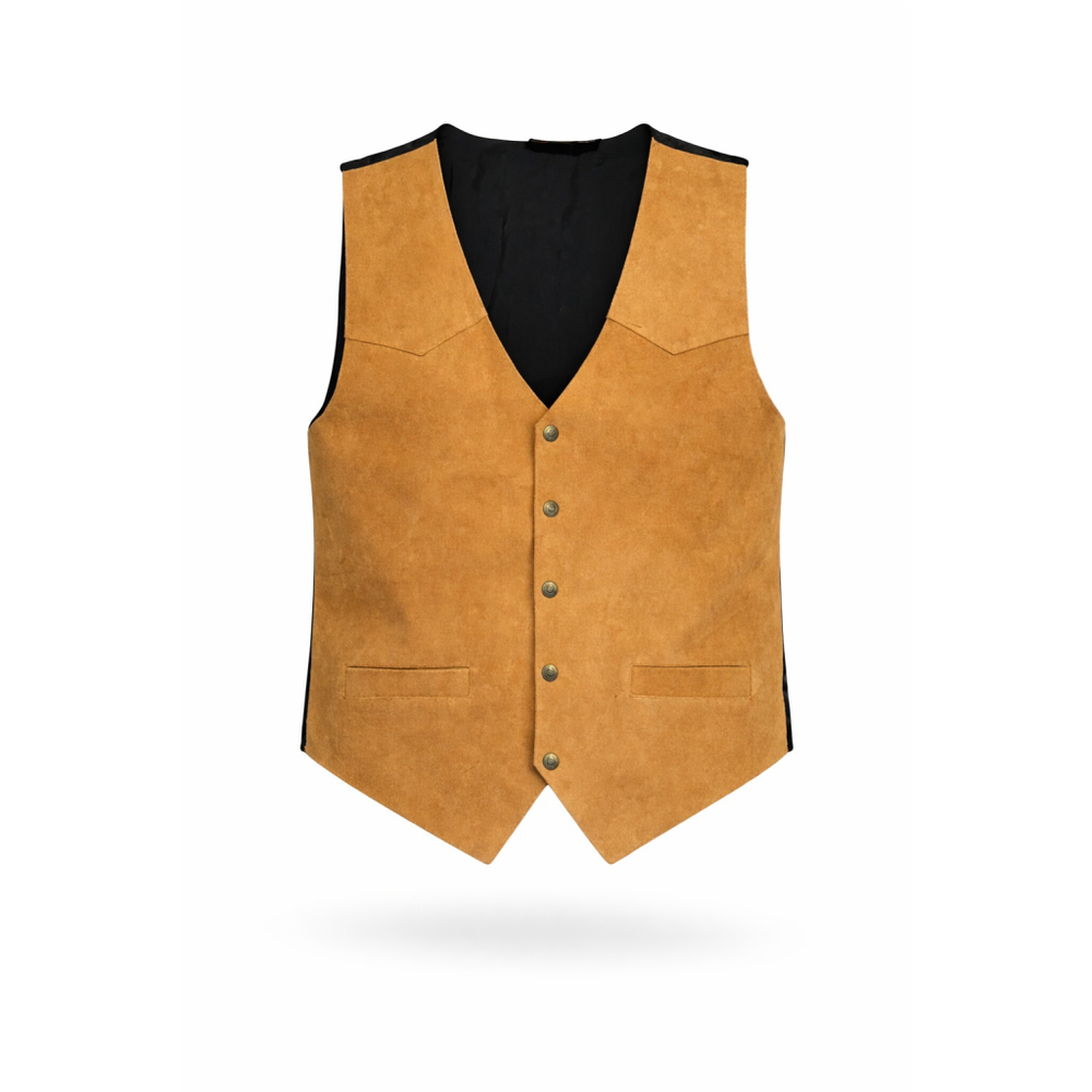 Vintage Thums Up Suede Leather Vest Mens Medium Brown Western Snap Front